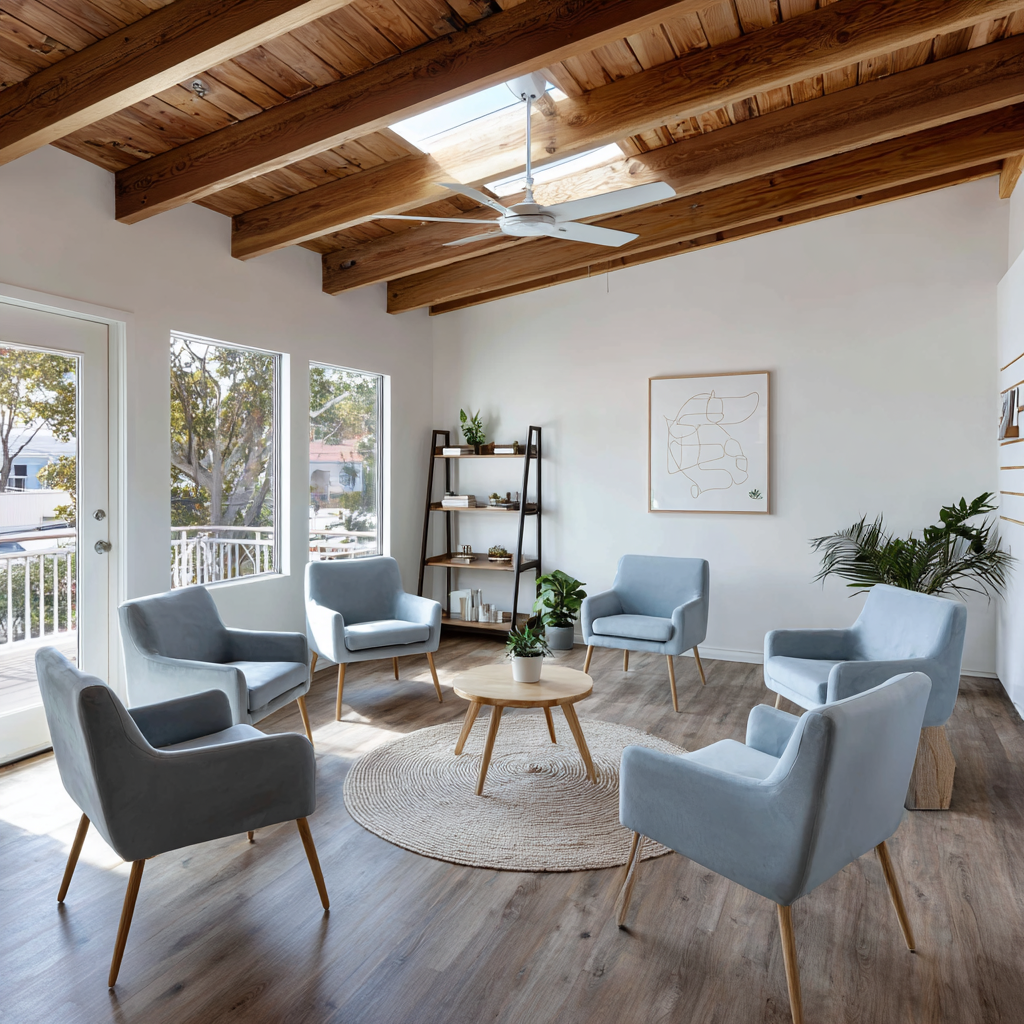 Outdoor living area at RTH Addiction Treatment in San Jose, California